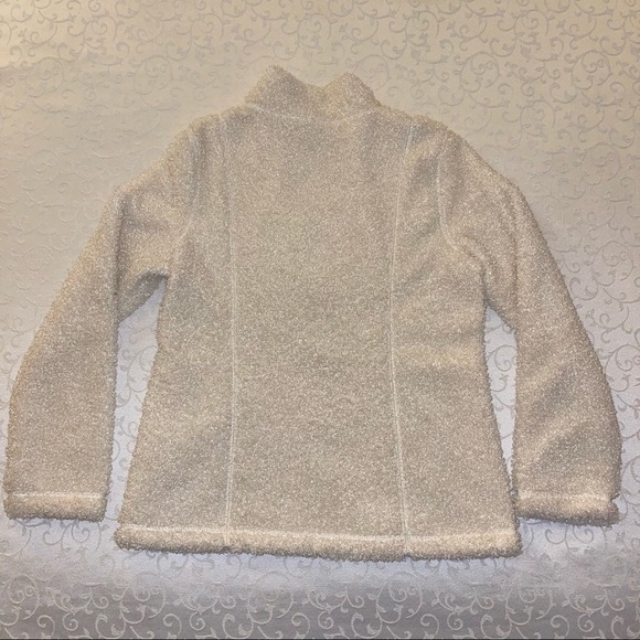 J. Jill Winter White Teddy Bear Fuzzy Zip Up Cardigan Sweater Jacket - Picture 11 of 16